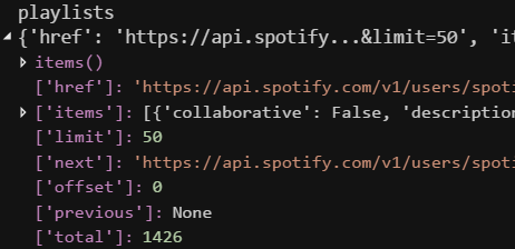 Spotipy playlists dictionary
