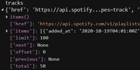 Spotipy tracks dictionary