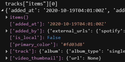 Spotipy tracks item dictionary